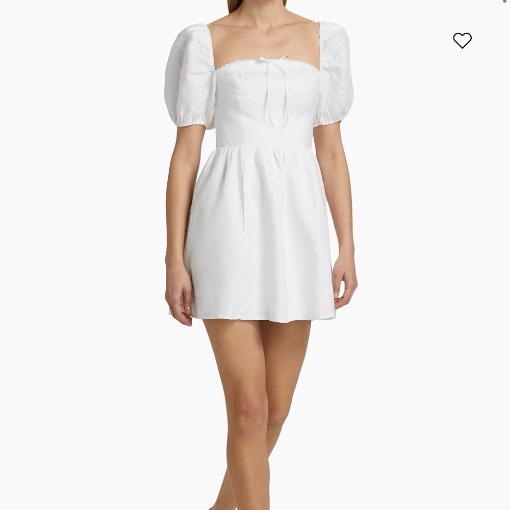 Reformation White Puff Sleeve Mini Dress